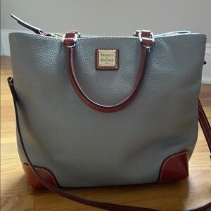 Dooney & Bourke Gray and Brown Tote with Structured Design